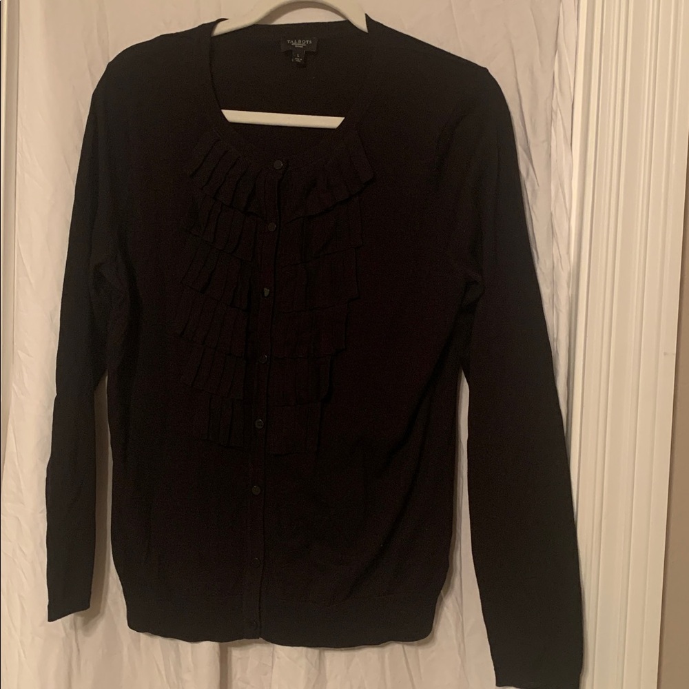 Talbots Petites Black Knit Sweater with Ruffles
EUC